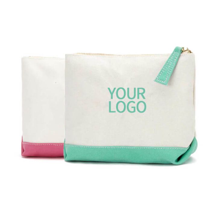Custom Eco-friendly Canvas Makeup Cosmetic Bag 8"W x 6"H Toiletry Storage Bags for Home Travel