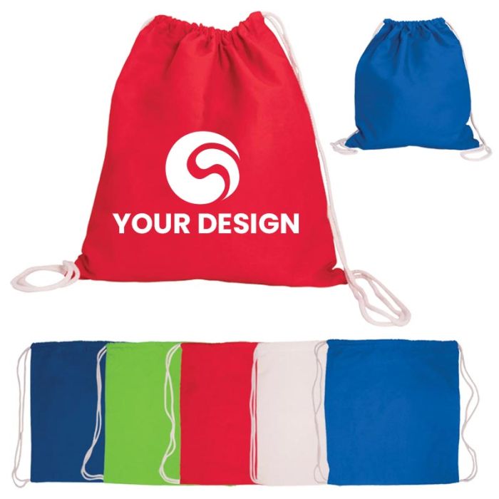 Custom Eco-Friendly Cotton Durable Drawstring Backpack 16.75"H x 15.63" W
