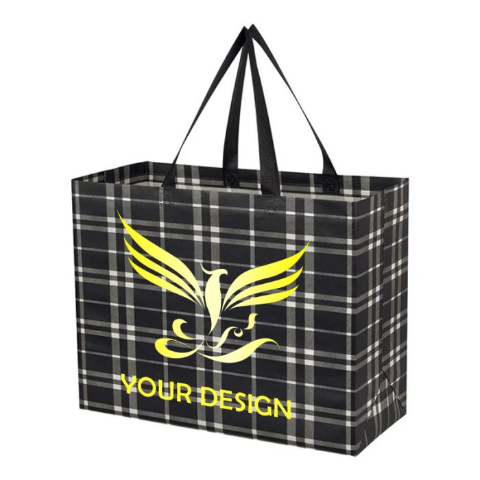 Custom Eco-Friendly Laminated Shopper Tote Bag 12"H x 16" W x 7"D