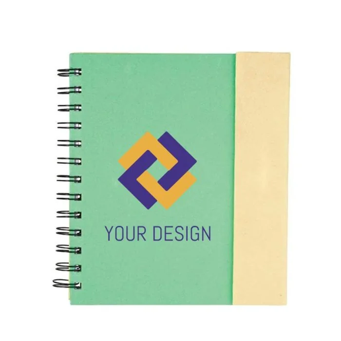 Custom Eco-friendly Lock-it Spiral Notebook with Sticky Notes and Pen