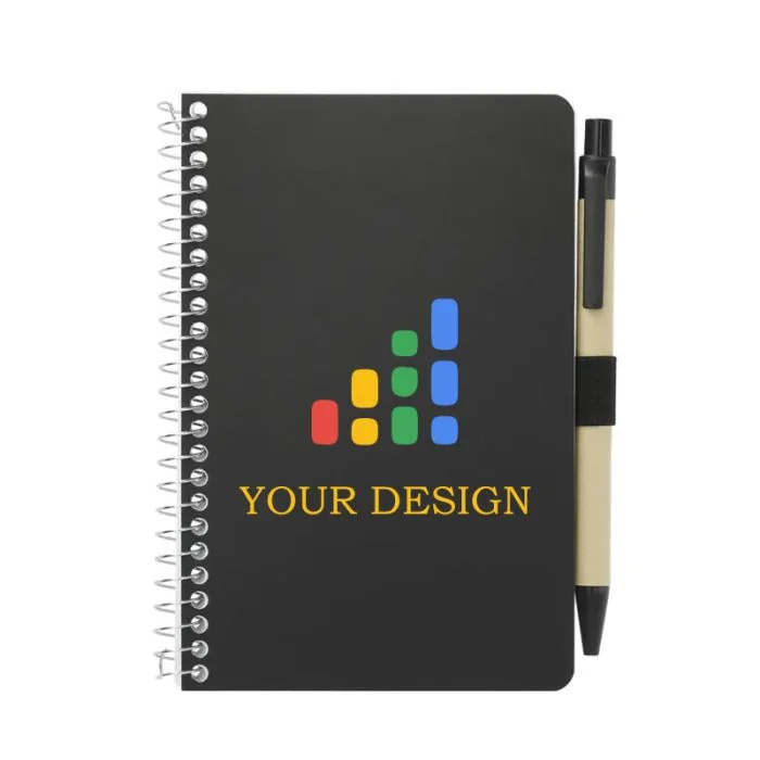 Custom Eco-Friendly Mix Pocket Spiral Notebook with Pen 