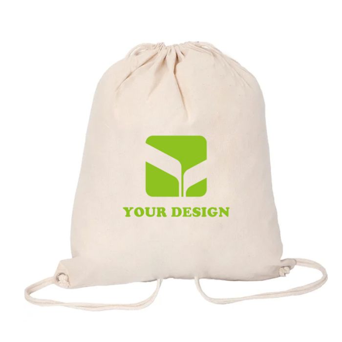 Custom Eco-Friendly Natural Cotton Drawstring Backpack 17"H x 14" W