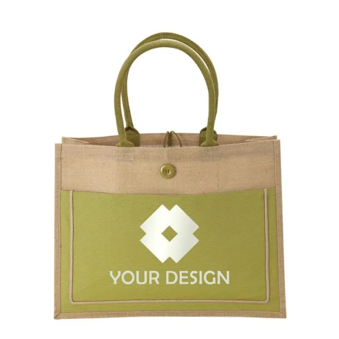 Custom Eco-Friendly Natural Jute Tote Bag  14" H x 18.25" W