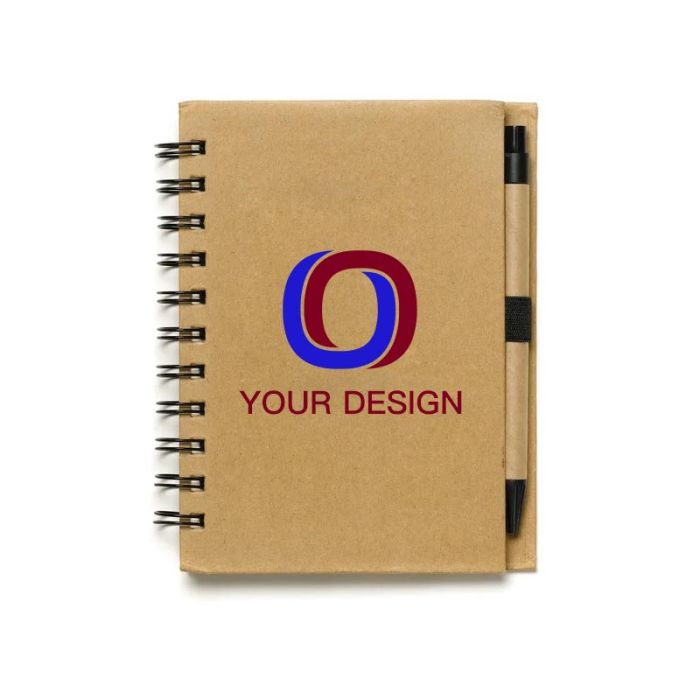 Custom Eco-Friendly Recycled Jotter Notebook with Pen - 60 Lined Sheets