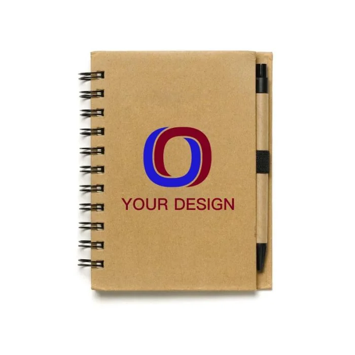 Custom Eco-Friendly Recycled Jotter Notebook with Pen - 60 Lined Sheets