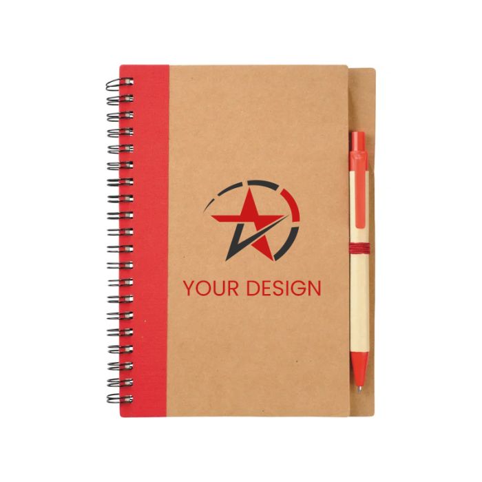 Custom Eco-Friendly Spiral Notebook & Pen Set - Recycled Materials
