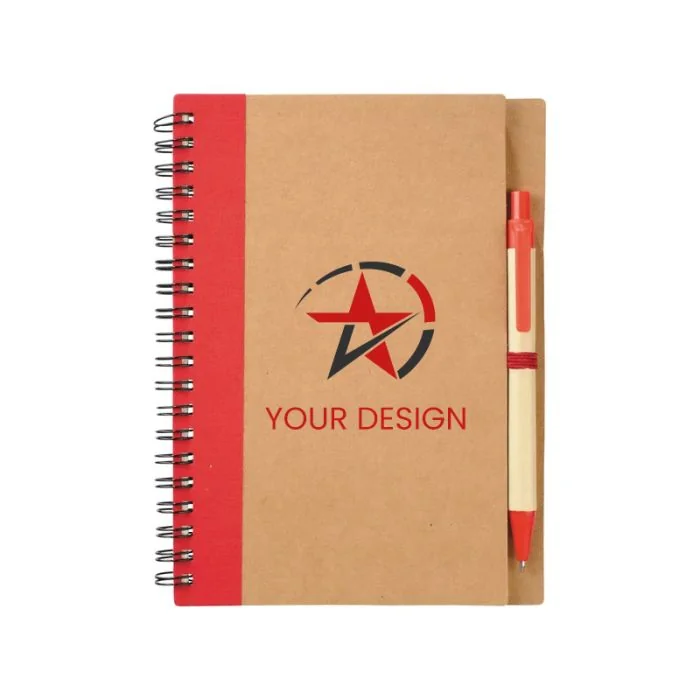 Custom Eco-Friendly Spiral Notebook & Pen Set - Recycled Materials