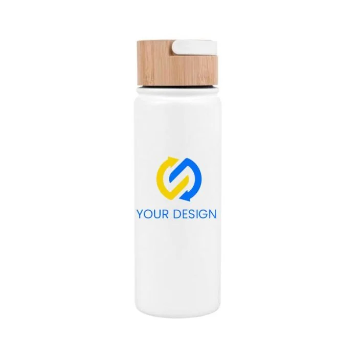 Custom Eco-Friendly Stainless Steel Water Bottle with Bamboo Lid 20 oz