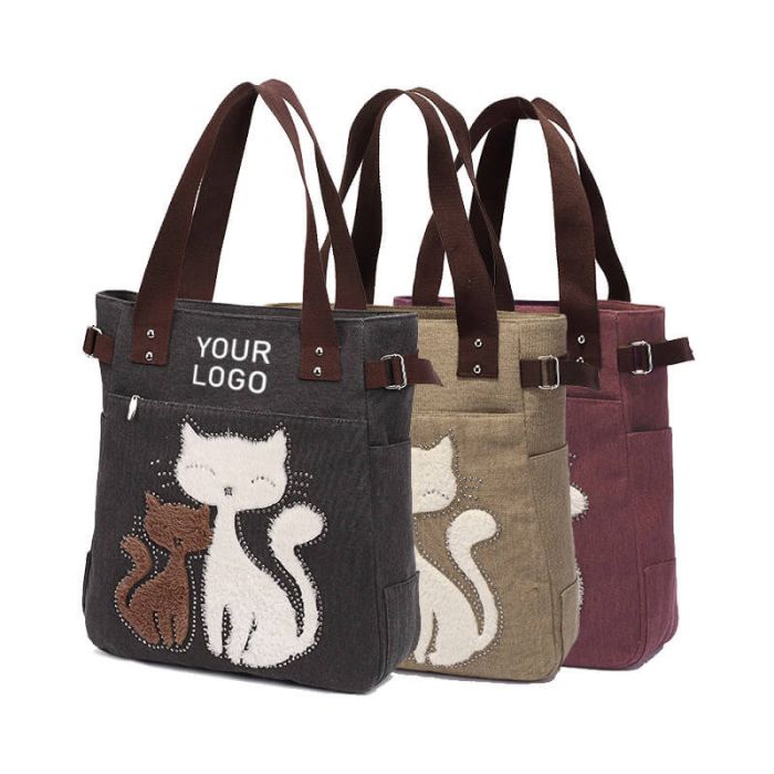 Custom Eco-friendly Stylish 12.99"W x 14.57"H Casual Women Tote Bag Shoulder Bag for Shopping Daily School College