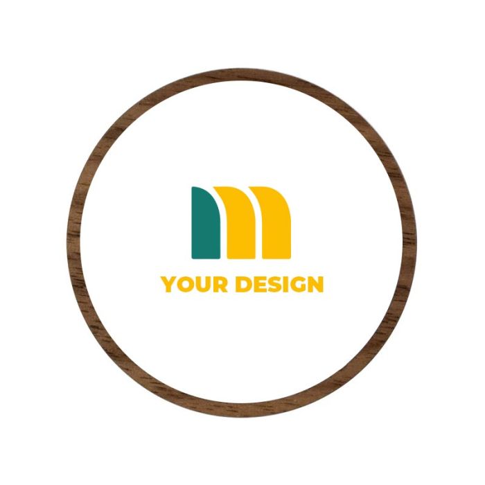 Custom Eco-friendly Wood Lapel Pins with Full-Color Printed 2.5" Diameter
