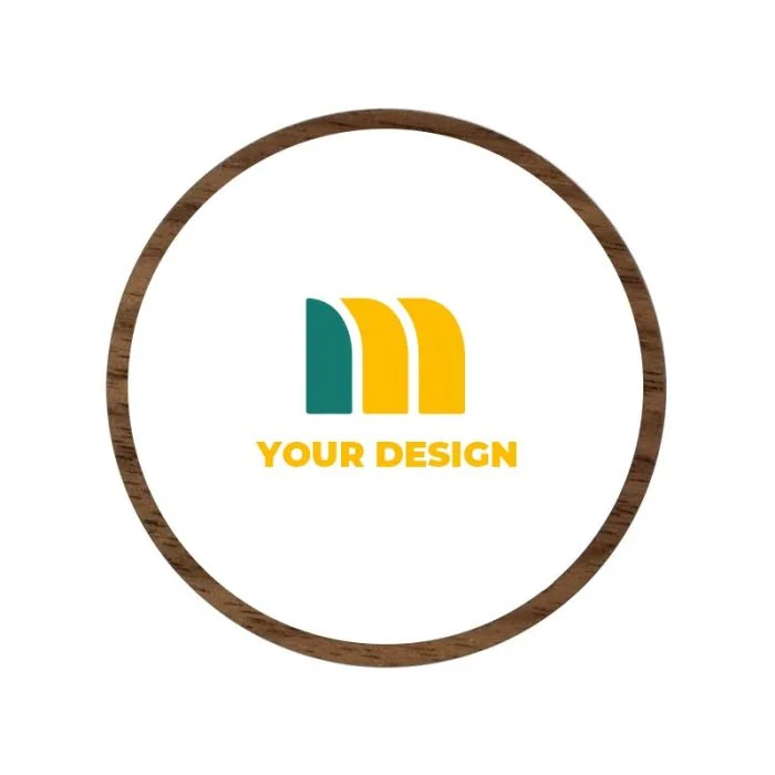 Custom Eco-friendly Wood Lapel Pins with Full-Color Printed 2.5" Diameter