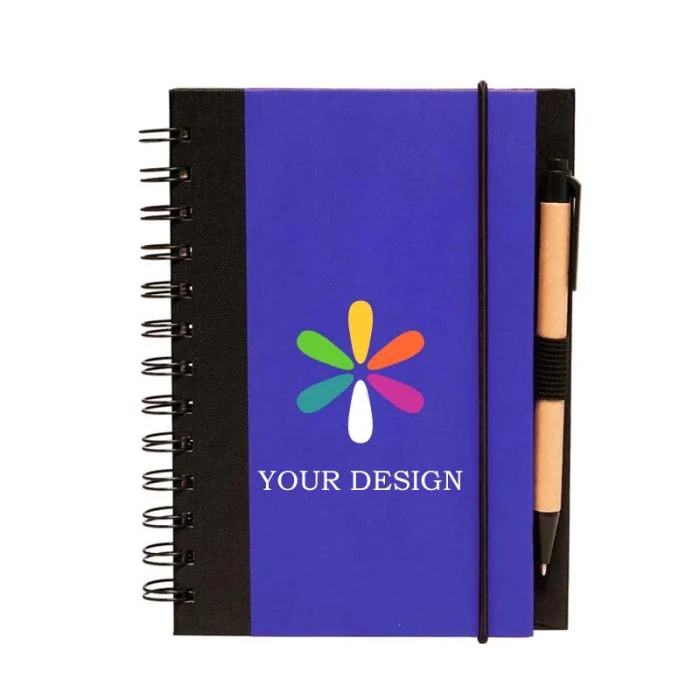 Custom Eco Friendly 5"x7" Spiral Notebook & Recycled Paper Pen Set 