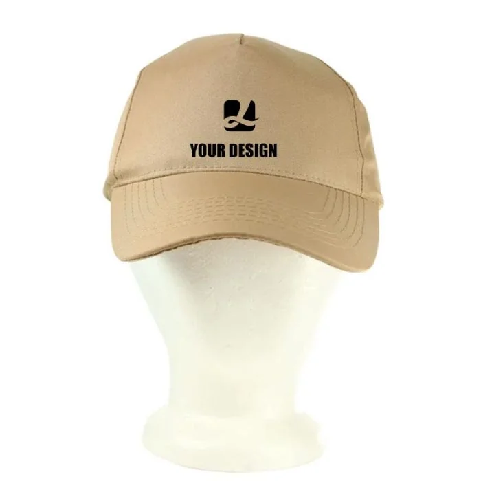 Custom Econo Polyester Caps with 5-Panel Design and Adjustable Velcro Closure