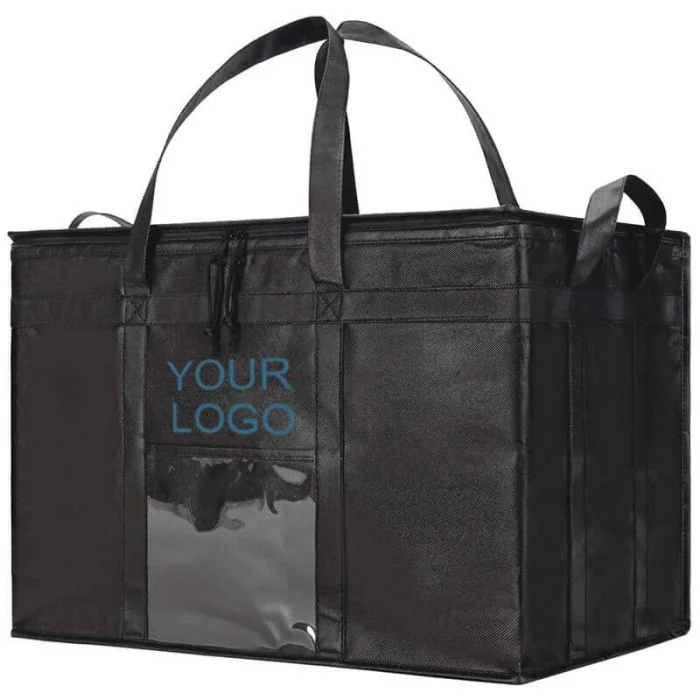 Custom Extra Large Capacity 23W x 15H Shopping Cooler Bag Pizza Takeout Bags Insulated Grocery Tote Food Delivery Thermal Bag