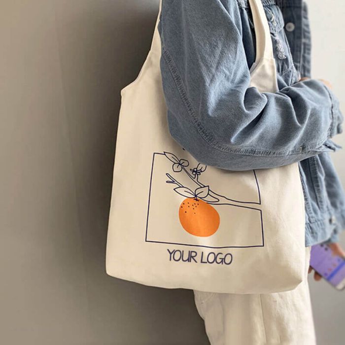 Custom Fashionable Cotton 11.81"W x 15.75"H Canvas Bags Shopping Tote School Bag for Books Grocery