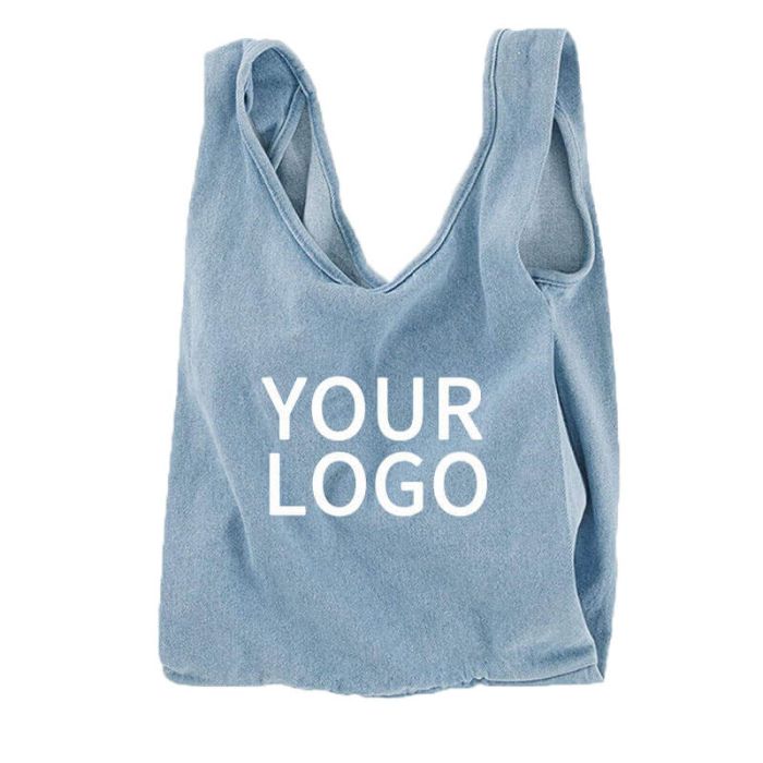 Custom Fashionable Denim 14.17"W x 22.05"H Shopping Bag Handbags Reusable Grocery Tote