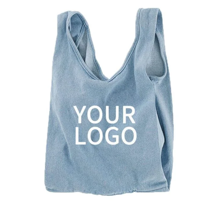 Custom Fashionable Denim 14.17"W x 22.05"H Shopping Bag Handbags Reusable Grocery Tote
