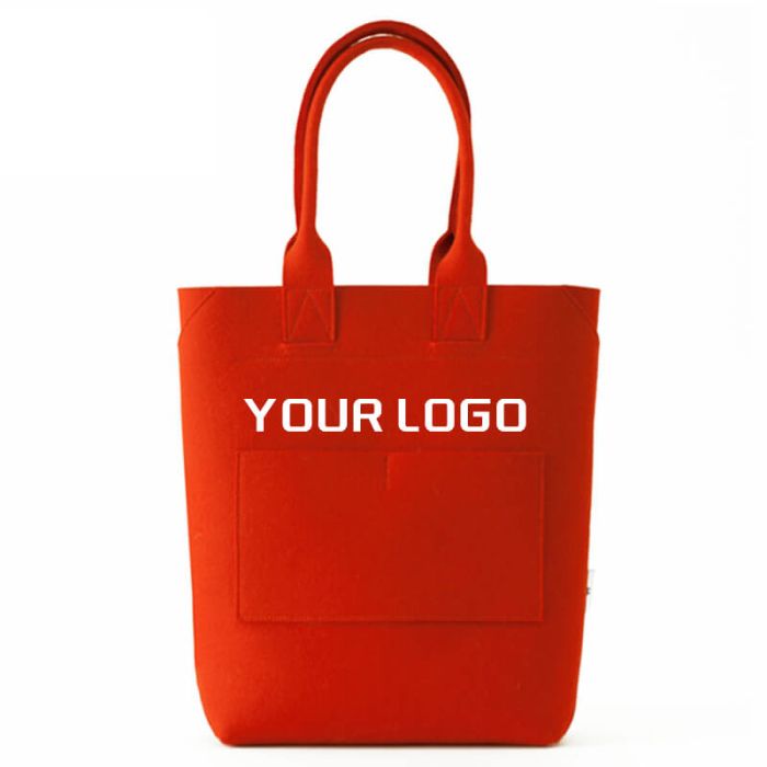 Custom Felt Handbag 11.81"W x 13.78"H with A Front Pocket Fashion Grocery Tote Shopping Bag