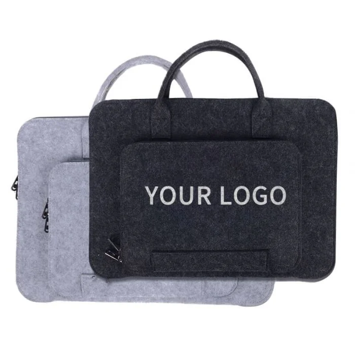 Custom Felt Handle Bag 12.8”W x 9.2”H Laptop Computer Bag Tote Briefcase Document Bags