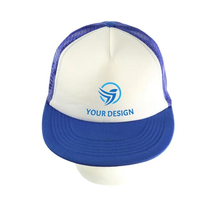 Custom Flat Bill Trucker Caps with Adjustable Snap and Mesh Back