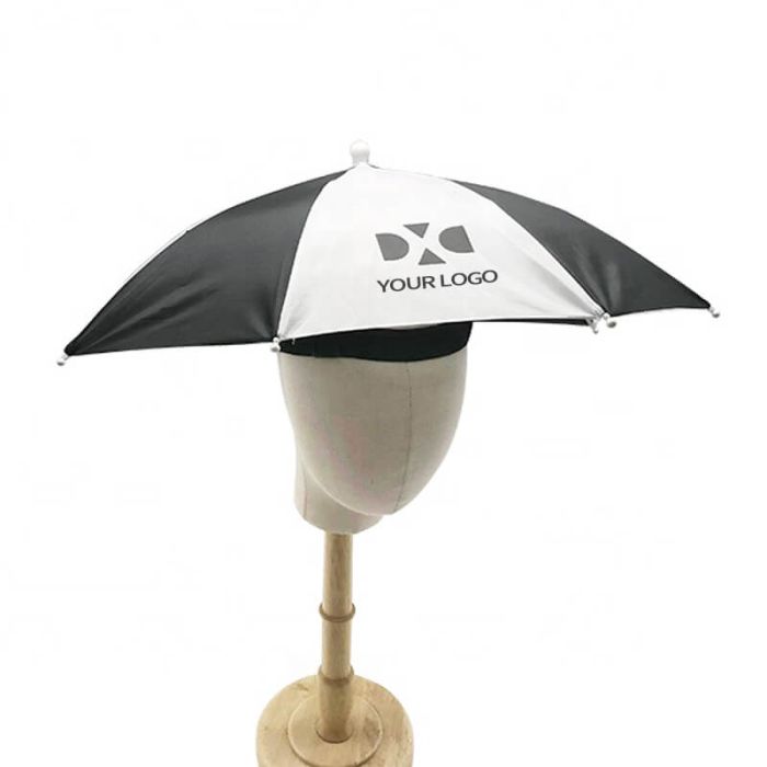 Custom Folding Camping Fishing Cap Non-handle Head Hat Shape Umbrella for Promotion Fishing Gardening