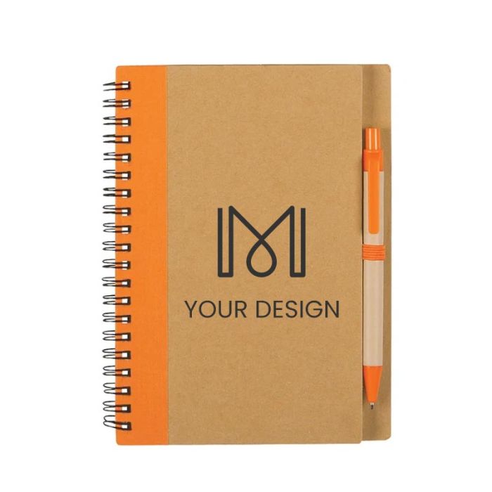 Custom Full-Color Logo Eco-Inspired Spiral Notebook & Pen Set 