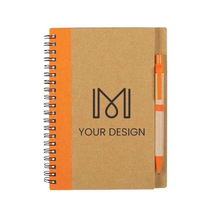 Custom Full-Color Logo Eco-Inspired Spiral Notebook & Pen Set 