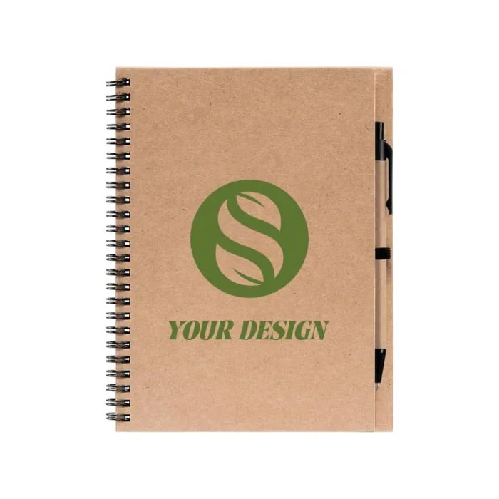 Custom Full-Color Logo Journal & Pen Set - 100% Recycled Kraft Paper