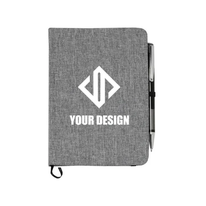 Custom Heathered Bound Notebook with Elastic Pen Loop 