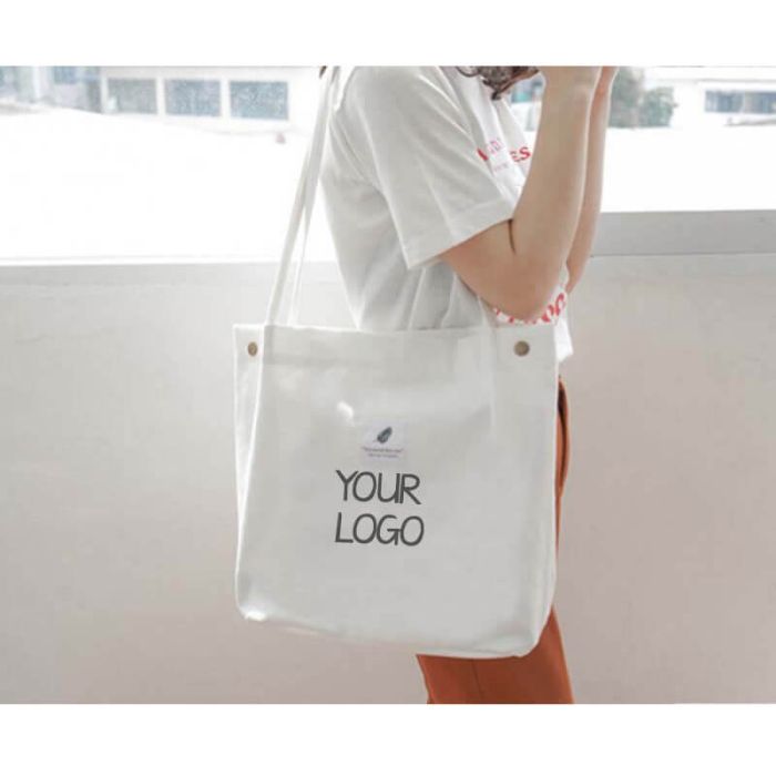 Custom Heavy Duty Cotton 13.9"W x 14.5"H Bag Tote Recycled Grocery Shopping Bags For Daily School Work Travel