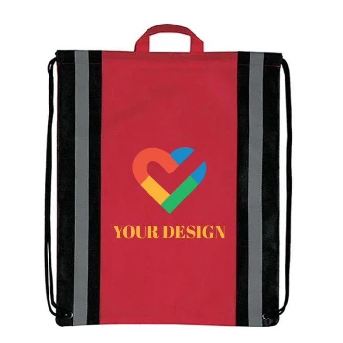 Custom High-Visibility Explorer Reflective Drawstring Backpack 20"H x 16" W