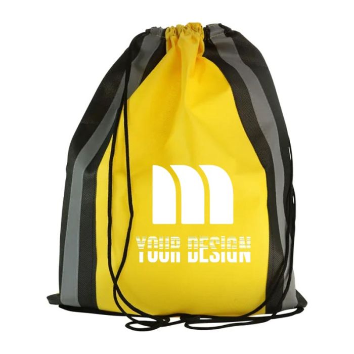 Custom High-Visibility Non-Woven Reflective Drawstring Backpack 19.5"H x 16" W 