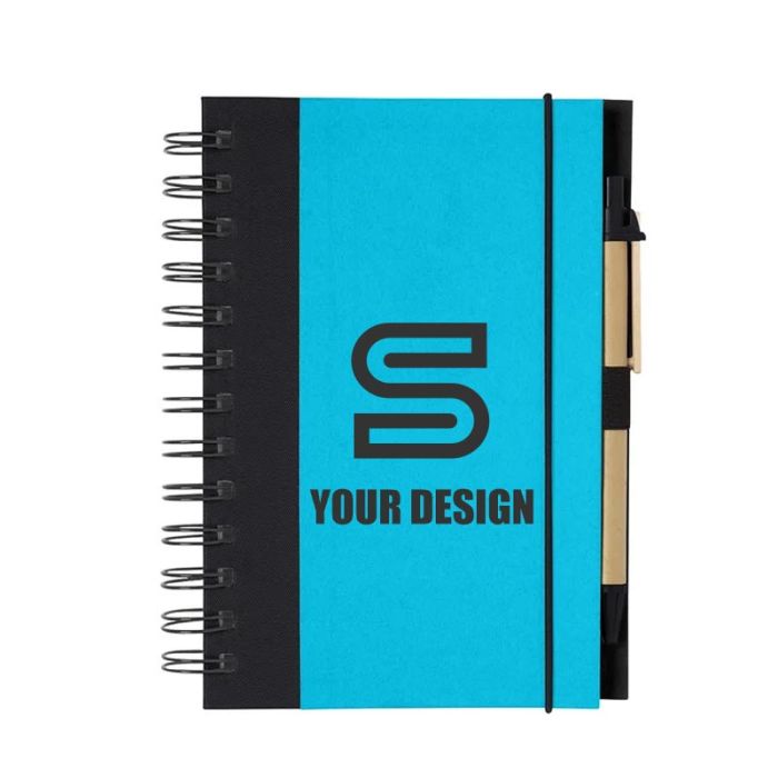 Custom Imprint Eco-Friendly Spiral Notebook & Pen Set 