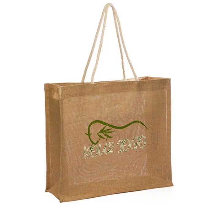 Custom Jute Lunch Bags 15.88W x 14H Eco-friendly Grocery Gift Shopping Tote Merchandise Bag