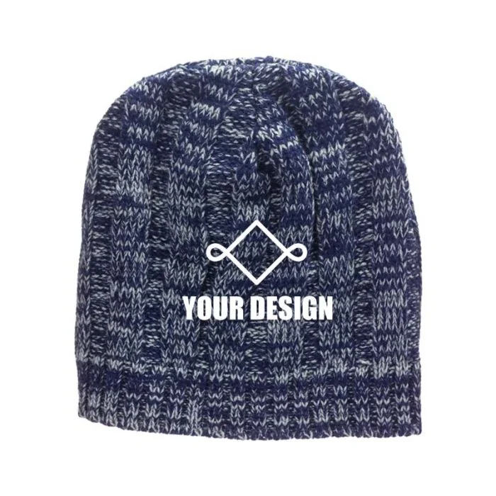 Custom Knit Heathered Beanie Cap - Warm and Stylish Winter Accessory 