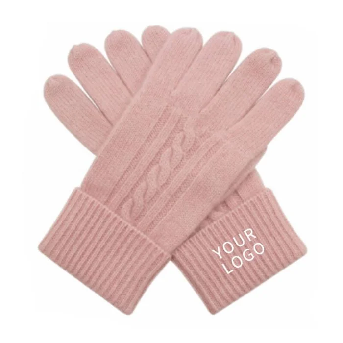 Custom Knitted Glove Winter Cashmere Gloves Thermal Warm Cable Knit Gloves