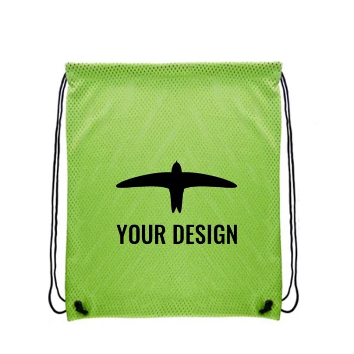 Custom Lightweight Sports Mesh Drawstring Backpack 17.5"H x 14.5"W Ideal for School & Fitness