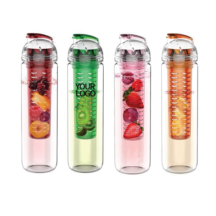 Custom Logo-Printed Travel 680Ml Tritan Fruit Infuser Water Bottles Filter Sports Bottle