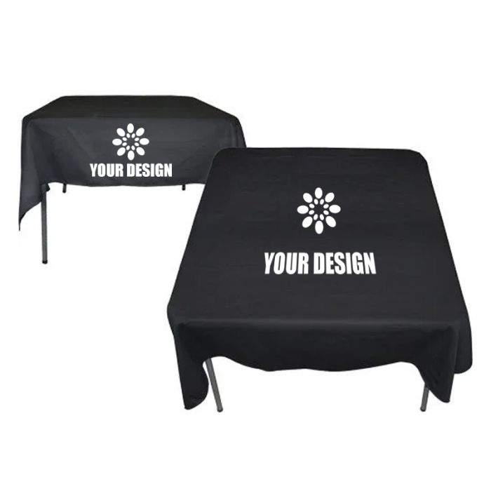 Custom Logo Print  Polyester Cotton Square Table Cover - 58-inch