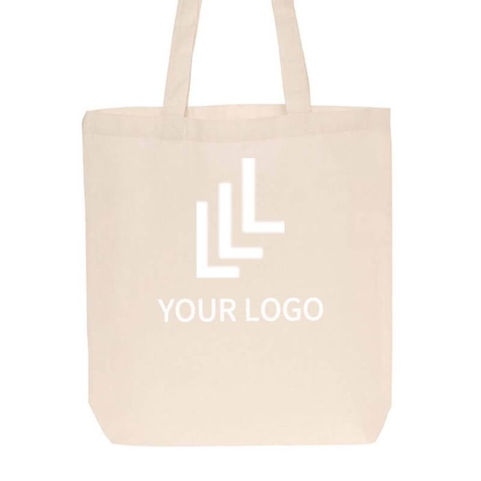 Custom Long Handle 14W x 14H Cotton Tote Reusable Book Bags Shopping Gift Grocery Bag