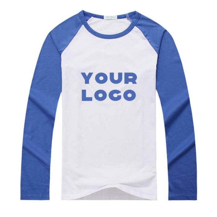 Custom Long Sleeve Cotton Shirt Stitching Color T-shirt Crewneck Shirts Raglan Tee