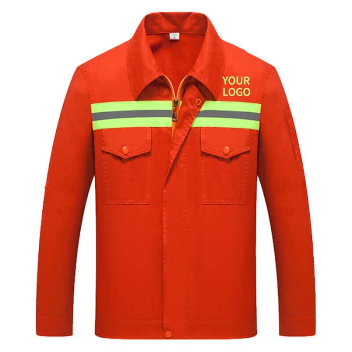 Custom Long Sleeve Green Workwear Labour Suit with Gray Reflective Strips - Design Online