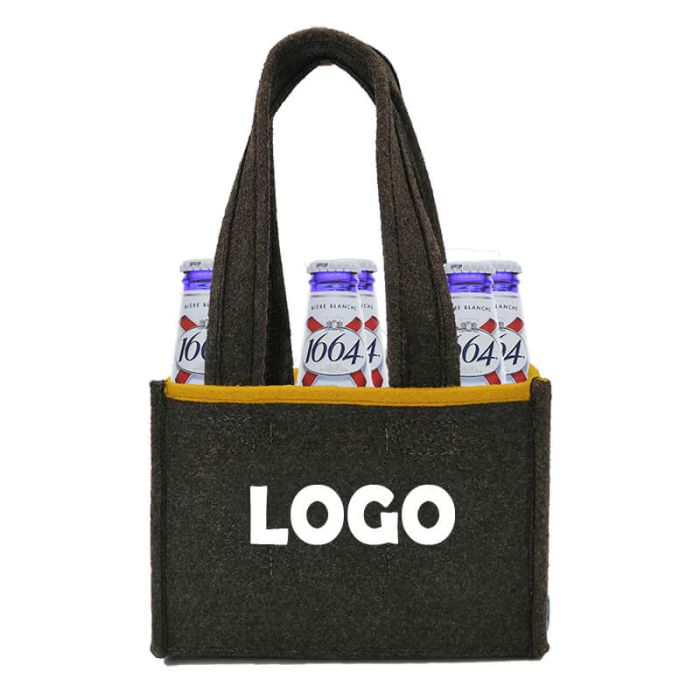 Custom Multiple Bottles Wine Felt Bag 8.07"W x 6.1"H Reusable 6 bottle Packed Wine Bags