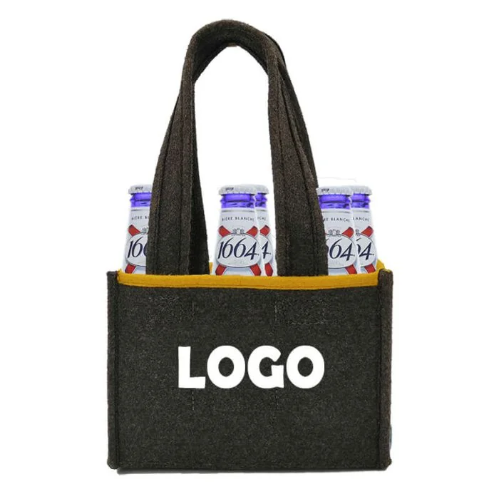 Custom Multiple Bottles Wine Felt Bag 8.07"W x 6.1"H Reusable 6 bottle Packed Wine Bags