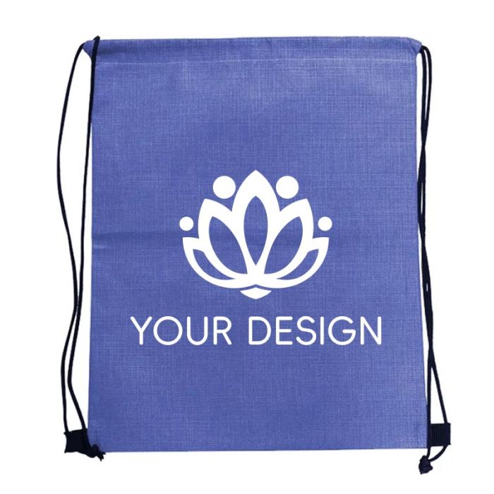 Custom Non-Woven Heathered Criss crisscross drawstring Backpack 16.25"H x 13" W