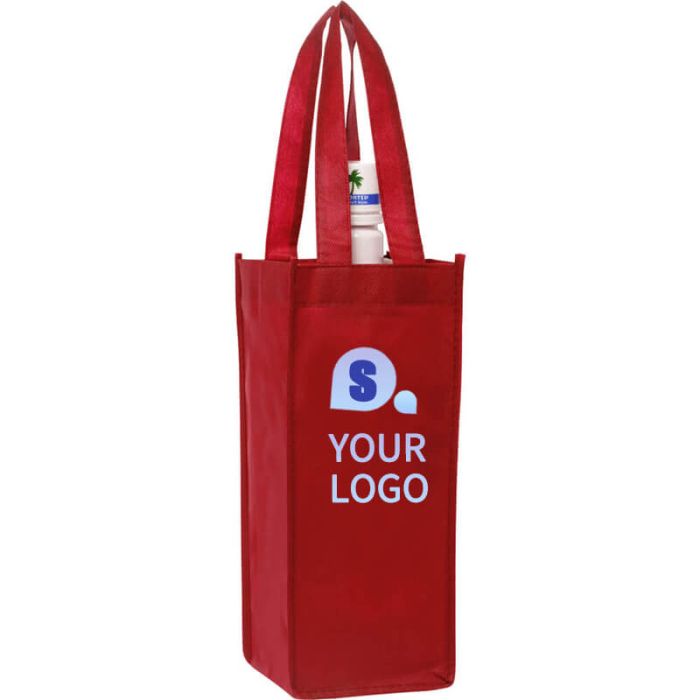 Custom Non-woven One Bottle Wine Bag Grocery Boutique Shopping Gift Bags