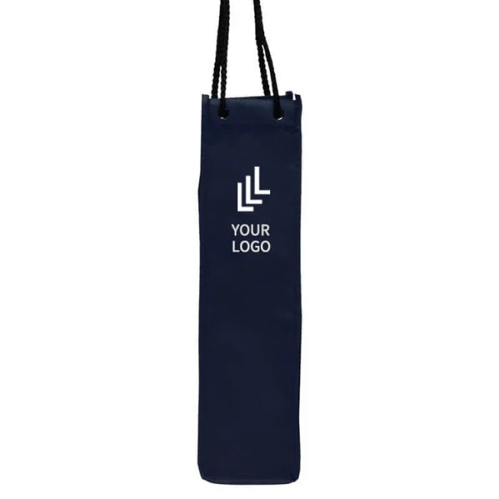 Custom Non-woven Wine Bag 4W x 15.75H Boutique Candy Gift Bag With Braided Handle for One Bottle