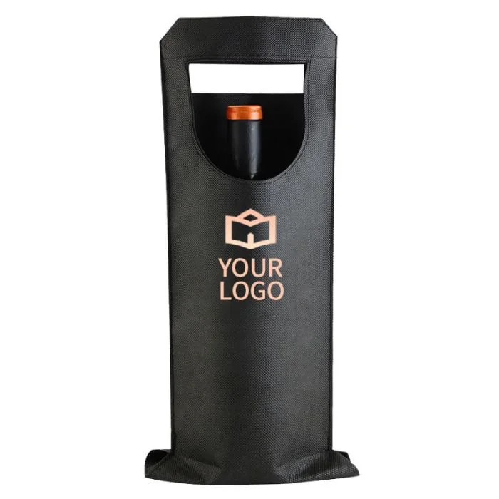 Custom Non-woven Wine 6W x 16.25H Bag Die Cut Retail Shopping Tote Grocery Gift Bags