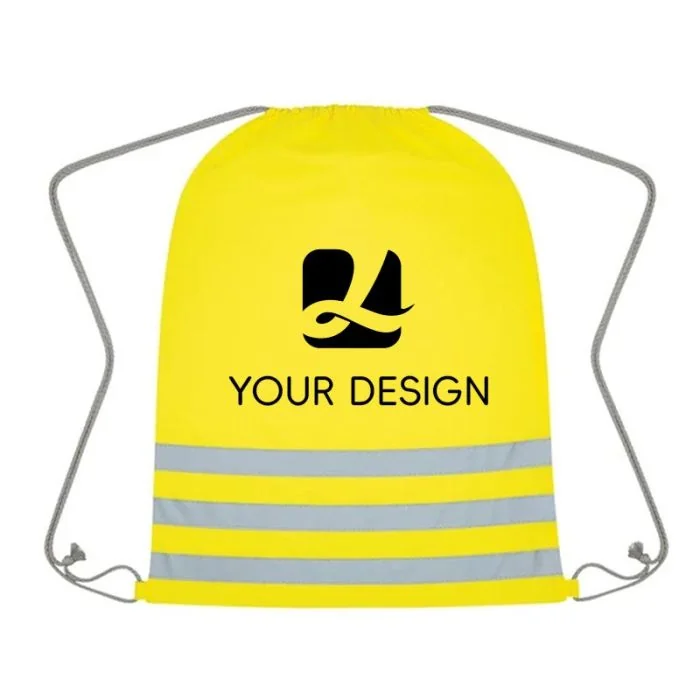 Custom Nylon Reflective Safety Drawstring Bag 19.75"H x 16" W