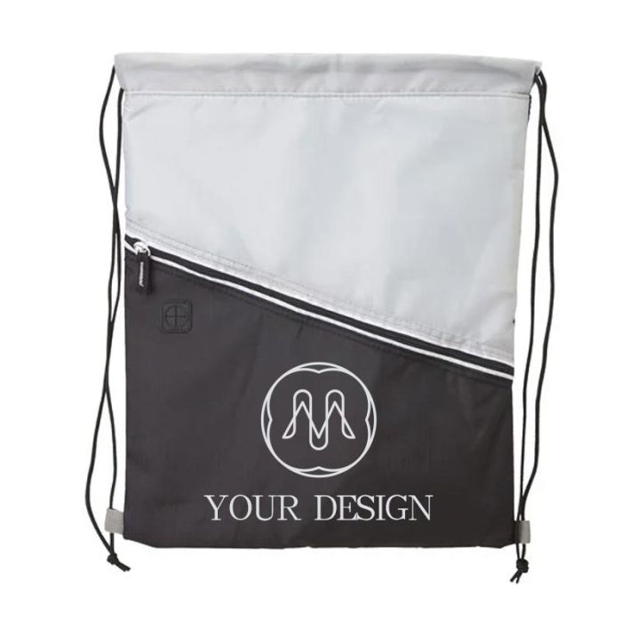 Custom PEVA Insulated Drawstring Cooler with Zippered Pocket 16.25"H x 13" W
